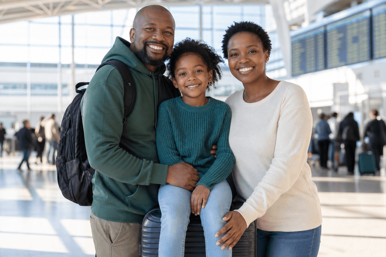 Family travelling together from the UK