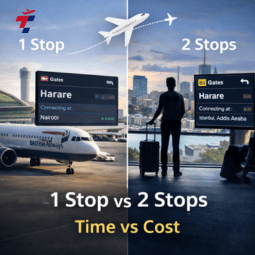 One-Stop vs. Two-Stop Flights to Zimbabwe, Nigeria & Ghana from UK (Time vs. Cost)