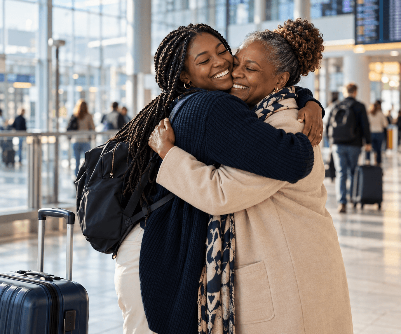 Family booking Klarna flights at the airport