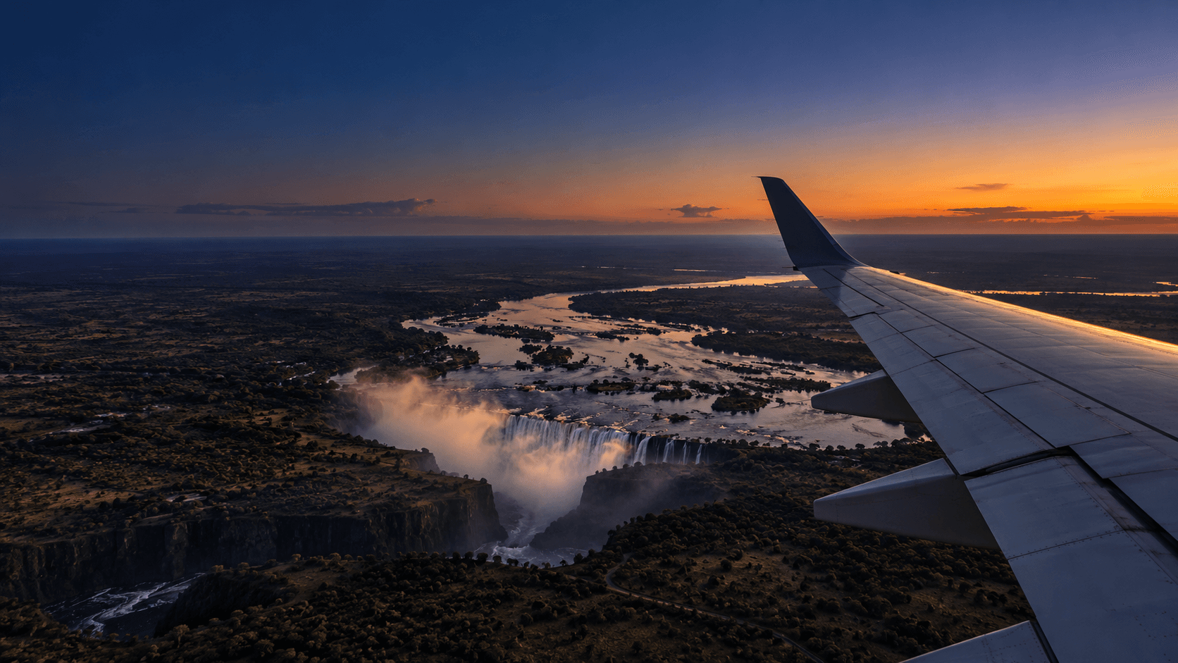 View of Victoria Falls from an aircraft